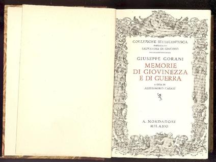 Memorie di giovinezza e di guerra (1740-1763) - Giuseppe Gorani - copertina