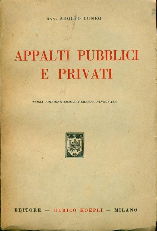 Appalti pubblici e privati - Adolfo Cuneo - copertina