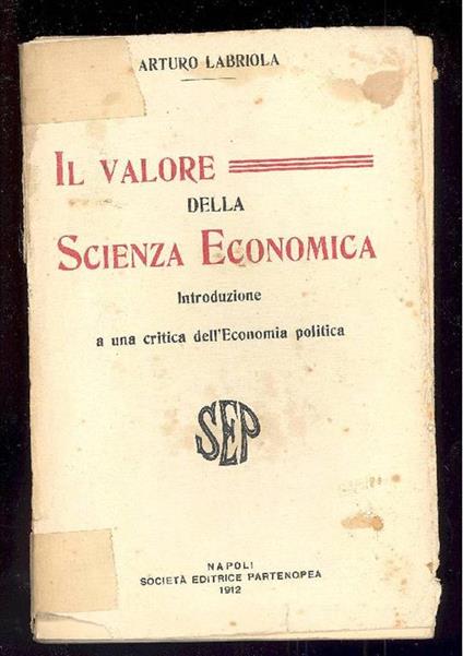 Il valore della scienza economica - Arturo Labriola - copertina