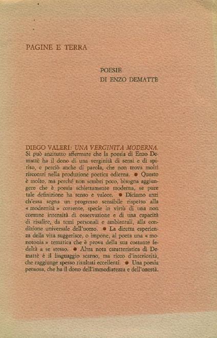 Pagine e terra - Enzo Demattè - copertina