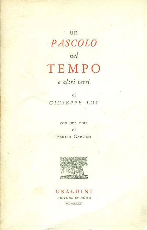 Un pascolo nel tempo e altri versi - Giuseppe Loy - copertina