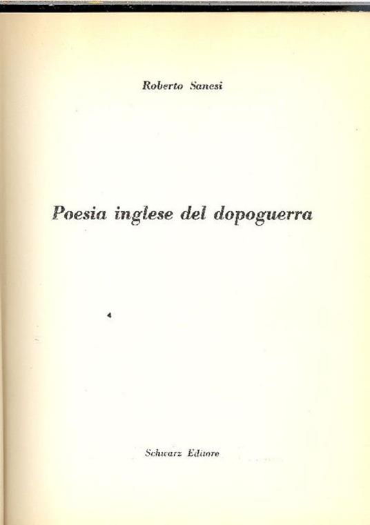 Poesia inglese del dopoguerra - Roberto Sanesi - copertina
