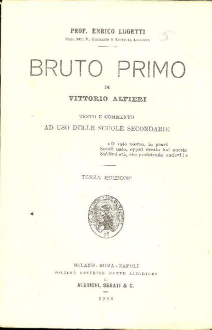 Bruto Primo - Vittorio Alfieri - copertina