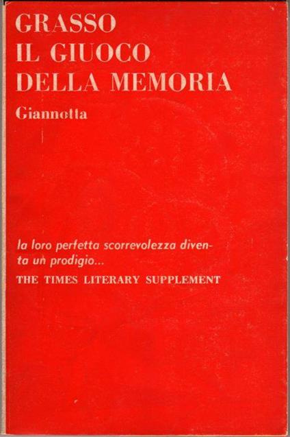 Il giuoco della memoria - Sebastiano Grasso - copertina