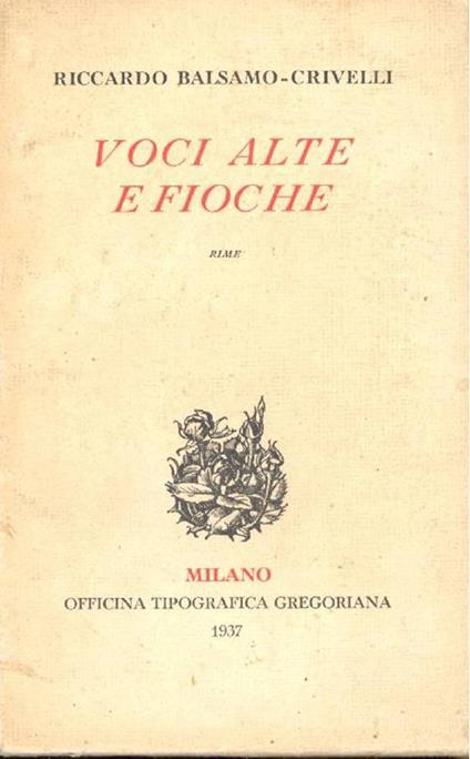 Voci alte e fioche. Rime - Riccardo Balsamo Crivelli - copertina