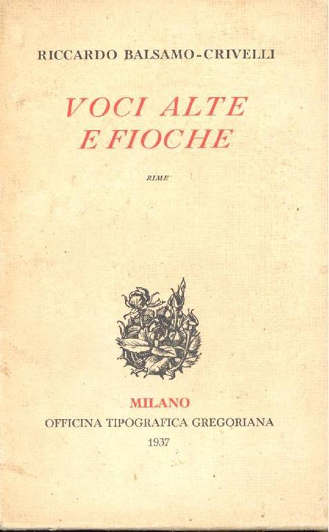 Voci alte e fioche. Rime - Riccardo Balsamo Crivelli - copertina