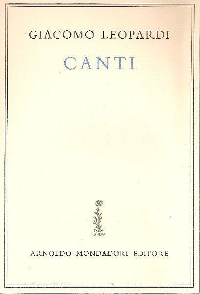 Canti - Giacomo Leopardi - copertina