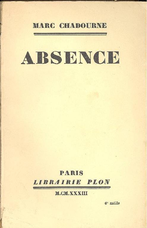 Absence - Marc Chadourne - copertina