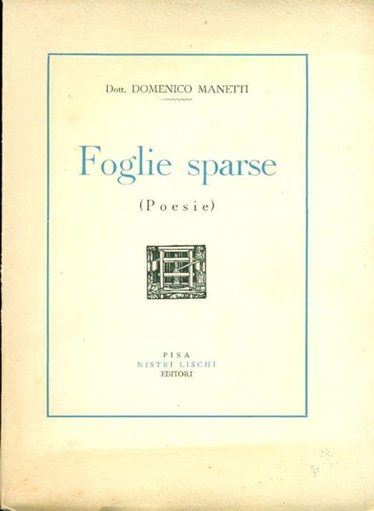 Foglie sparse (Poesie) - Domenico Manetti - copertina