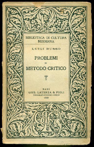 Problemi di metodo critico - Luigi Russo - copertina