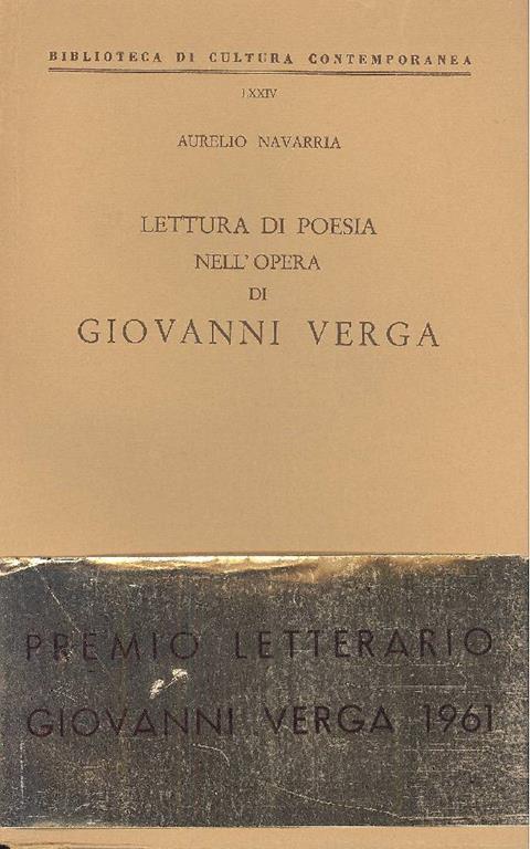 Lettura di poesia nell'opera di Giovanni Verga - Aurelio Navarria - copertina