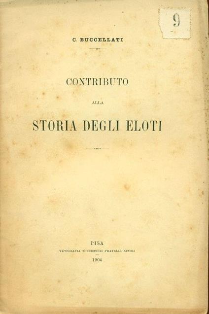 Contributo alla storia degli Eloti - C. Buccellati - copertina