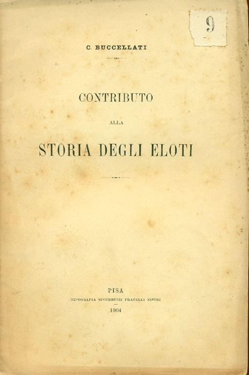 Contributo alla storia degli Eloti - C. Buccellati - copertina