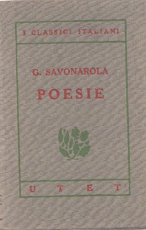 Poesie - Gerolamo Savonarola - copertina