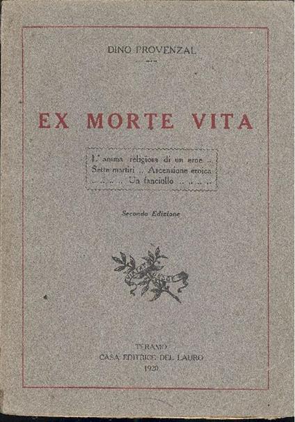 Ex morte vita - Dino Provenzal - copertina