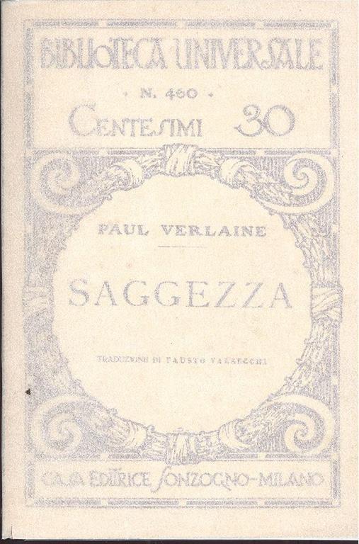 Saggezza. Prima edizione - Paul Verlaine - copertina
