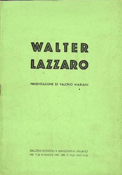 Walter Lazzaro - Walter Lazzaro - copertina
