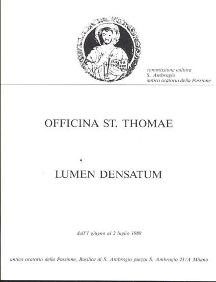 Officina St. Thomae. Lumen Densatum - copertina