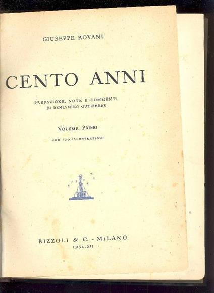 Cento anni - Giuseppe Rovani - copertina
