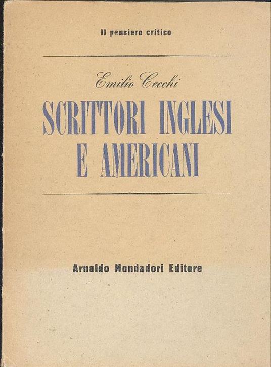 Scrittori inglesi e americani - Emilio Cecchi - copertina