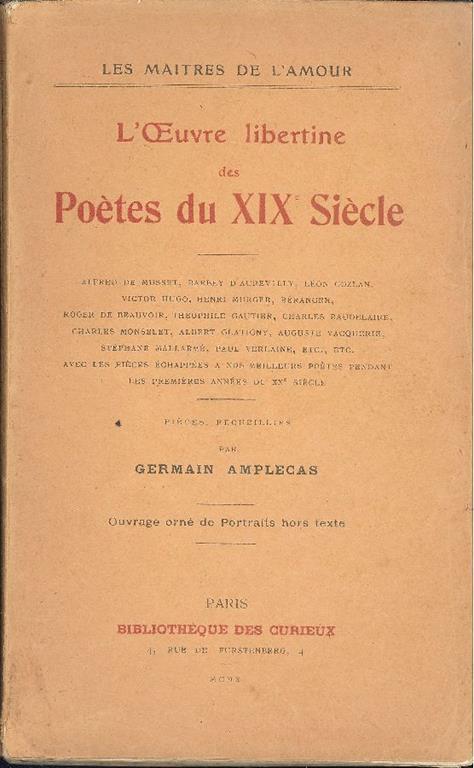 L' oeuvre libertine des poètes du XIX siècle - Germain Amplecas - copertina