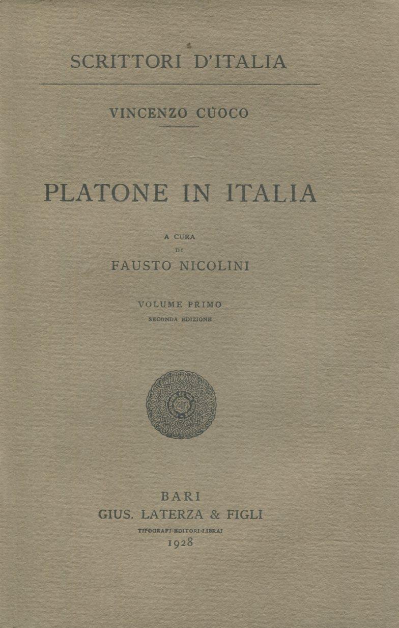 Platone in Italia. Volume primo