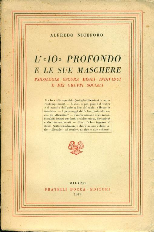 L' Iò' profondo e le sue maschere - Alfredo Niceforo - copertina