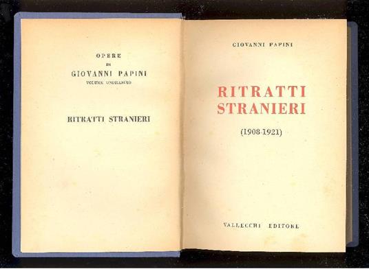 Ritratti stranieri (1908-1921) - Giovanni Papini - copertina