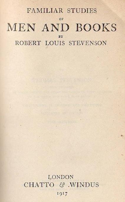 Familiar studies of men and books - Robert Louis Stevenson - copertina