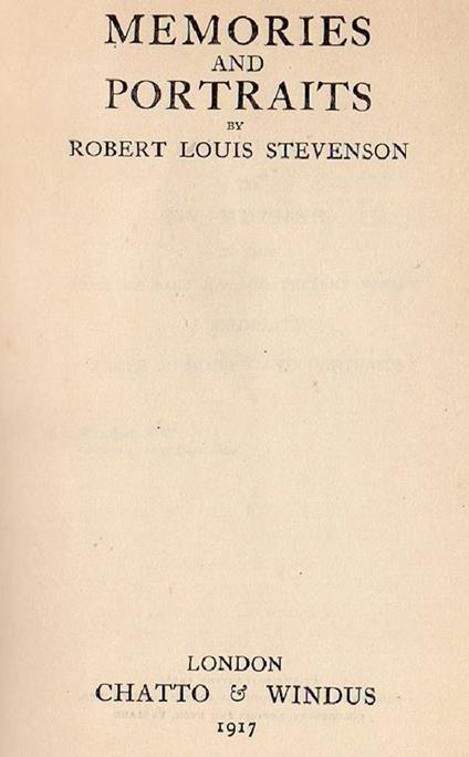 Memories and portraits - Robert Louis Stevenson - copertina