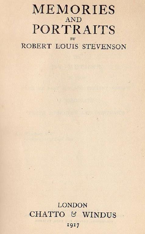 Memories and portraits - Robert Louis Stevenson - copertina