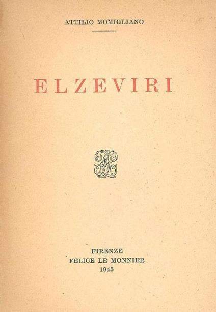 Elzeviri - Attilio Momigliano - copertina