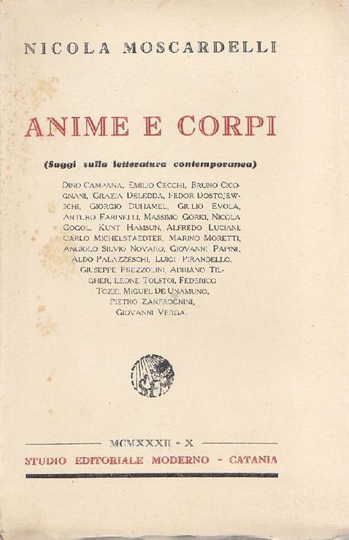 Anime e corpi - Nicola Moscardelli - copertina