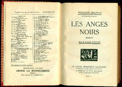 Les Anges Noirs - François Mauriac - copertina