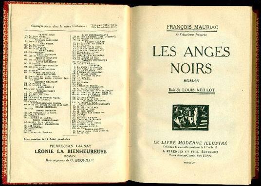 Les Anges Noirs - François Mauriac - copertina