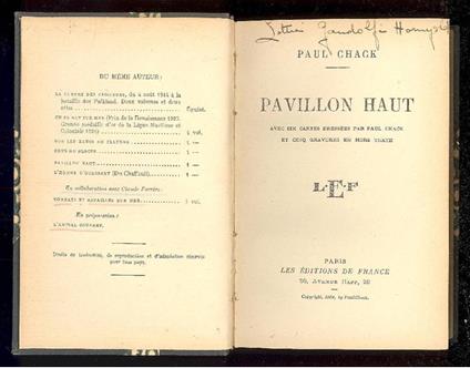 Pavillon Haut - Paul Chack - copertina