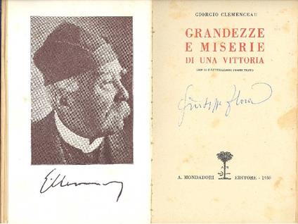 Grandezze e miserie di una vittoria - Georges Clemenceau - copertina