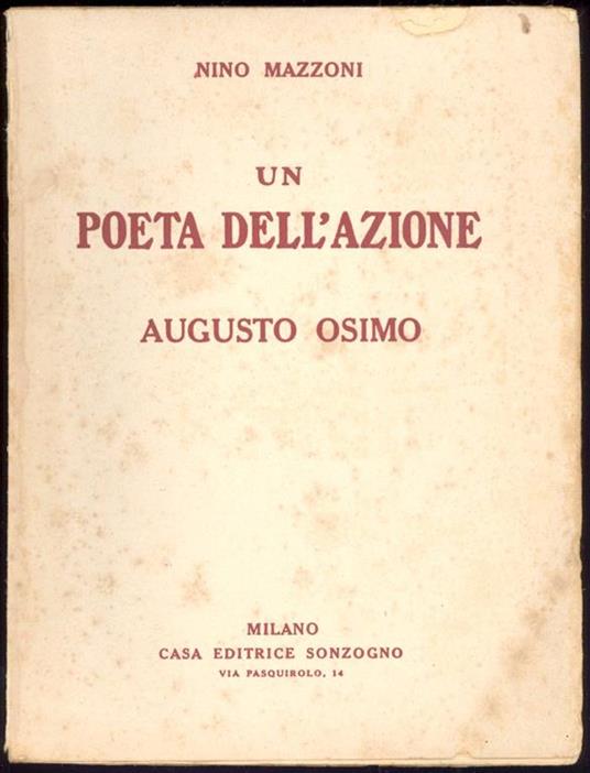 Un poeta dell'azione. Augusto Osimo - Nino Mazzoni - copertina