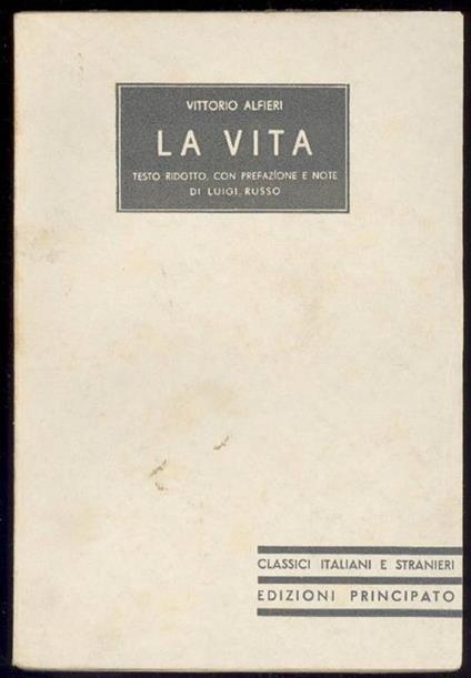 La vita - Vittorio Alfieri - copertina