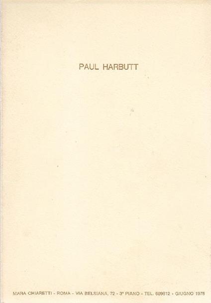 Paul Harbutt, Galleria Chiaretti 1986 - Paul Harbutt - copertina