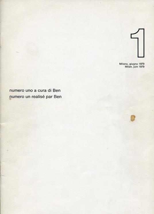 Numero uno a cura di Ben. Numero un realisé par Ben - Ben Vautier - copertina