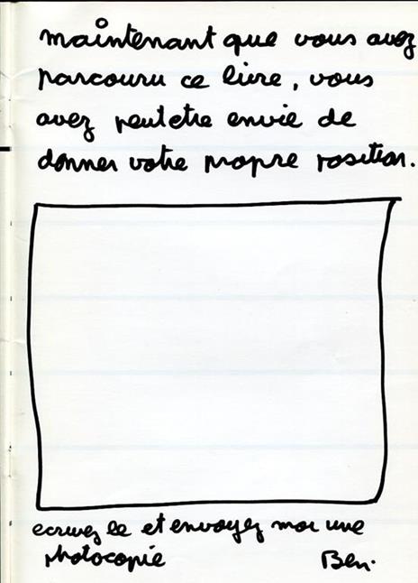 Numero uno a cura di Ben. Numero un realisé par Ben - Ben Vautier - 2