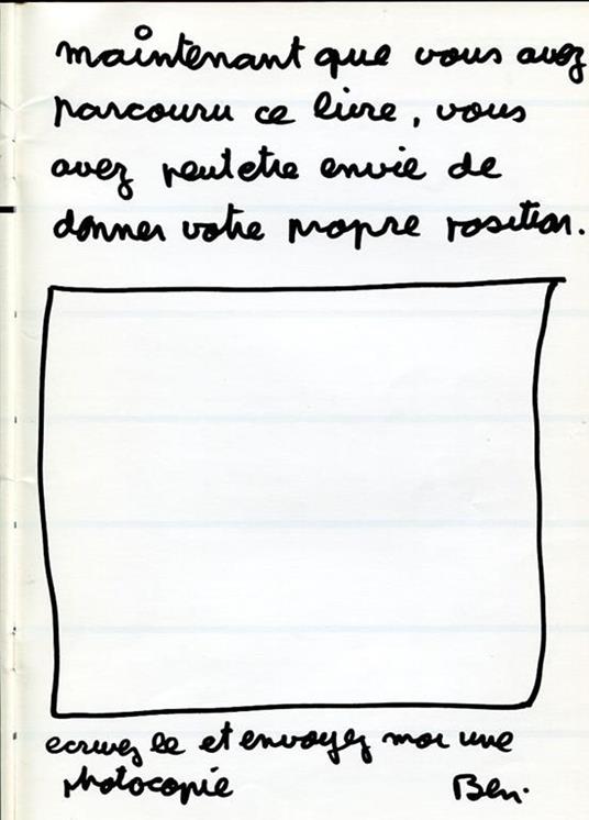 Numero uno a cura di Ben. Numero un realisé par Ben - Ben Vautier - 2