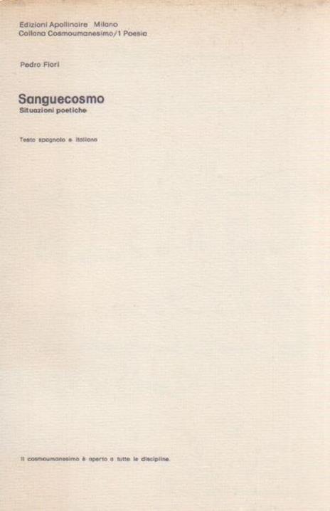 Sanguecosmo. Situazioni poetiche - Pedro Fiori - copertina