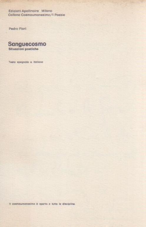 Sanguecosmo. Situazioni poetiche - Pedro Fiori - copertina