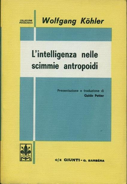 L' intelligenza nelle scimmie antropoidi - Wolfgang Köhler - copertina