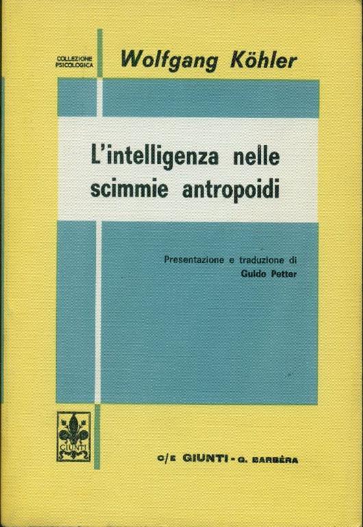 L' intelligenza nelle scimmie antropoidi - Wolfgang Köhler - copertina