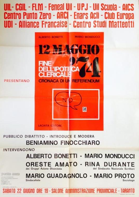 12 maggio '74 Fine dell'ipoteca clericale. Cronaca di un referendum - Lamberto Pignotti - copertina