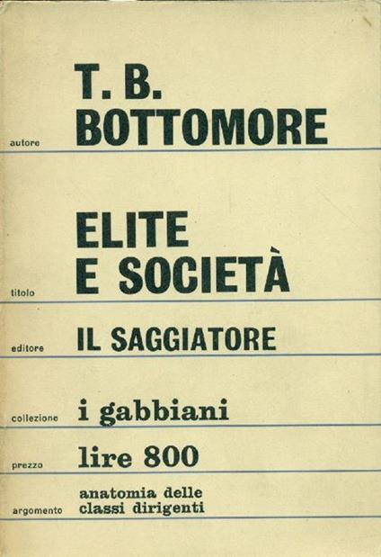 Elite e società - Thomas B. Bottomore - copertina