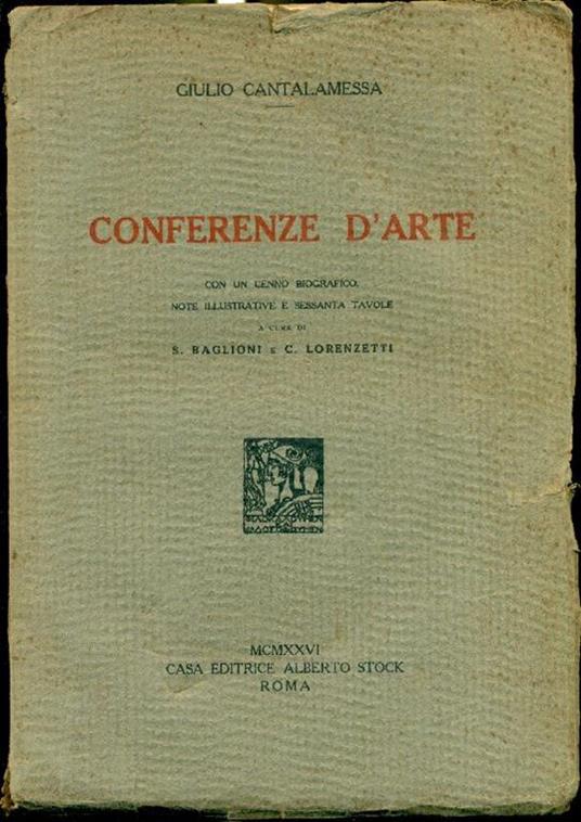 Conferenze d'arte - Giulio Cantalamessa - copertina